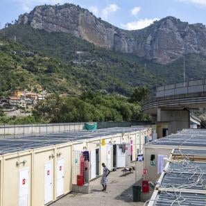 Scene from migrant camp in northern italy