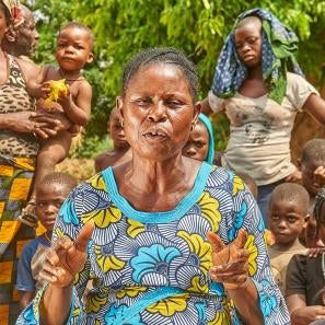 Woman speaking to community