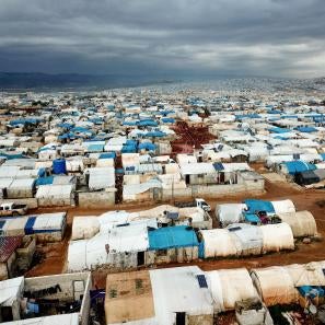 Aerial view of refugee camp.