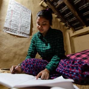 A young person studying.