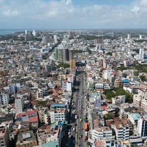 An aerial view of the city of mombasa in kenya.