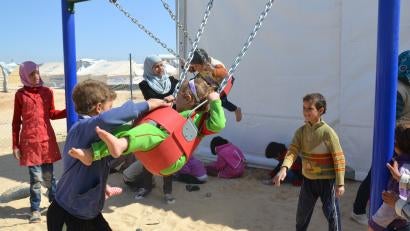 School is offered to children in Za'atari, but they still have a lot of free time. Prosper Global, in partnership with UNICEF, has constructed and is operating five playgrounds and multipurpose sports courts in the camp.