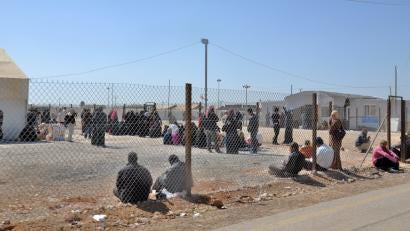 The registration area for new arrivals. Za'atari is run jointly by the Jordanian Government and the UN High Commissioner for Refugees. Refugees cross the border at night, under the cover of darkness. The Jordanian army receives them at the border and the IOM busses them to nearby Za'atari where they are registered, receive ration cards and medical attention if needed. ALL PHOTOS: Lisa Hoashi/Prosper Global