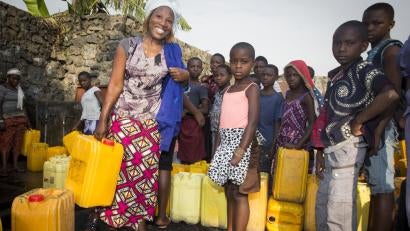 Noella is a house trainer and leader in programs to reduce child mortality rates, focused on water, sanitation and hygiene in the DRC.